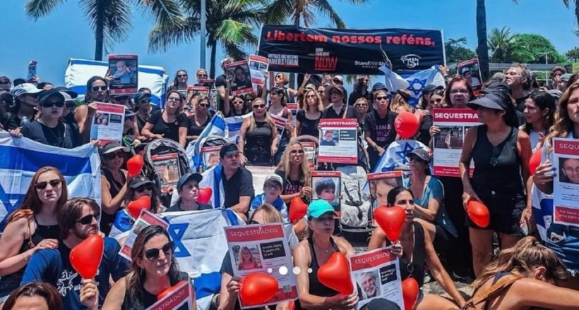 Manifestação pelos cidadãos israelenses sequestrados